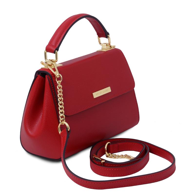 Γυναικεία τσάντα δερμάτινη - TL142076 - Κόκκινο - Πλάγια όψη