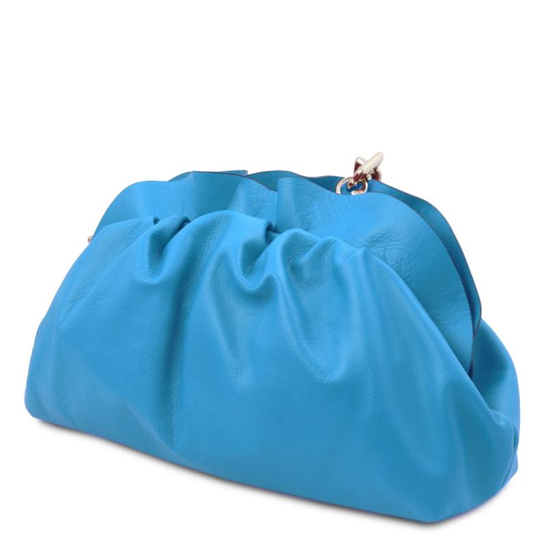 Γυναικείο Τσαντάκι Δερμάτινο TL142184 - Μπλε ανοιχτό - Πίσω όψη