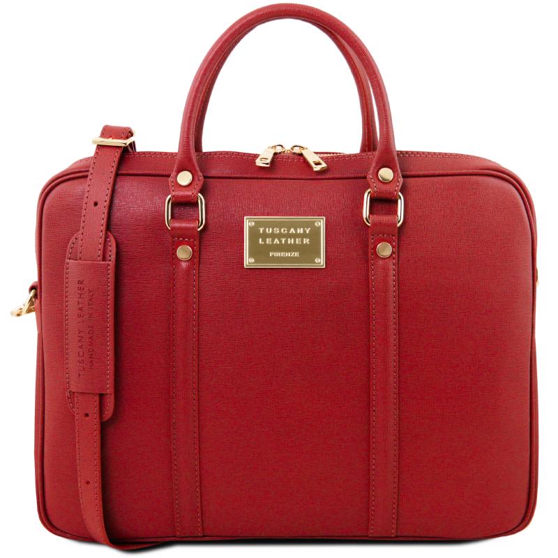 Τσάντα laptop δερμάτινη prato   tl141626   Κόκκινο