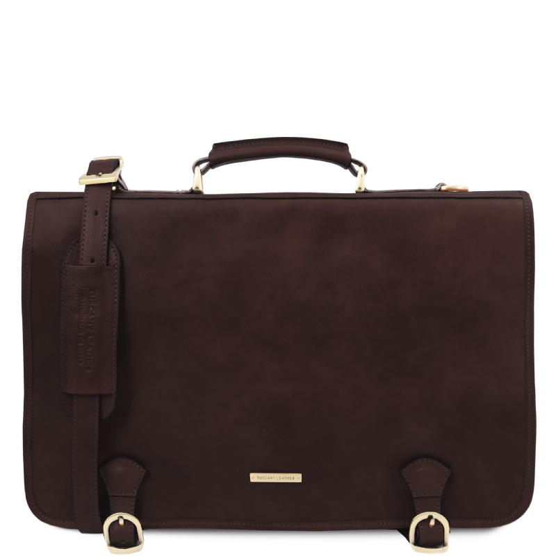 Τσάντα laptop δερμάτινη Ancona - TL142073 - Καφέ σκούρο