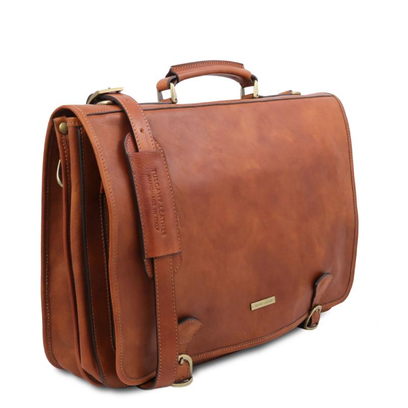 Τσάντα laptop δερμάτινη Ancona - TL142073 - Φυσικό - Πλάγια όψη