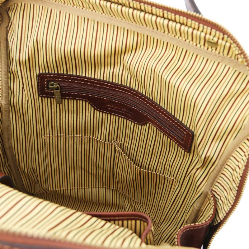 Ανδρική τσάντα πλάτης δερμάτινη - TL141987 - Bangkok - Καφέ - Λεπτομέρεια