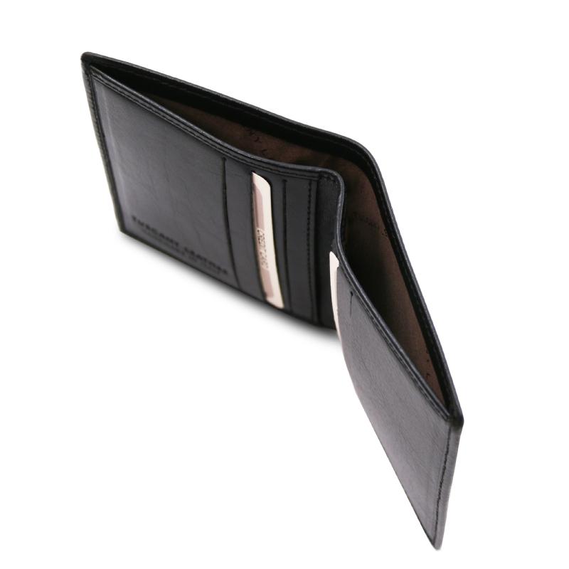 Ανδρικό πορτοφόλι δερμάτινο -TL142064 - Μαύρο - Λεπτομέρειες