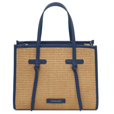 Γυναικεία Τσάντα Ώμου Δερμάτινη Frame Straw - TL142566 - Μπλε
