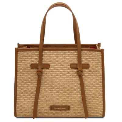 Γυναικεία Τσάντα Ώμου Δερμάτινη Frame Straw - TL142566 - Κονιάκ