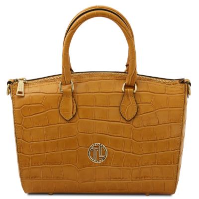 Γυναικεία Τσάντα Δερμάτινη Layla Croc - TL142398 - Κάραμελ
