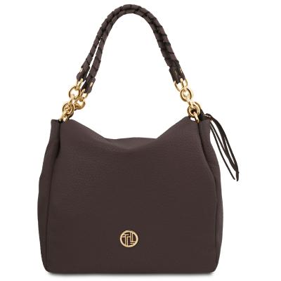 Γυναικεία Τσάντα Ώμου Δερμάτινη Amy - TL142385 - Καφέ σοκολά