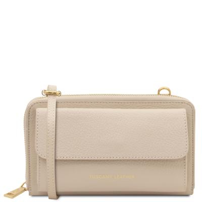 Γυναικείο Πορτοφόλι Δερμάτινο / Θήκη Κινητού Urania - Μπεζ