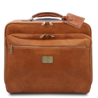 Varsavia Βαλίτσα Δερμάτινη με ροδάκια (Trolley) TL141888 - Φυσικό